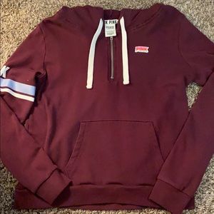 PINK maroon hooded quarter zip